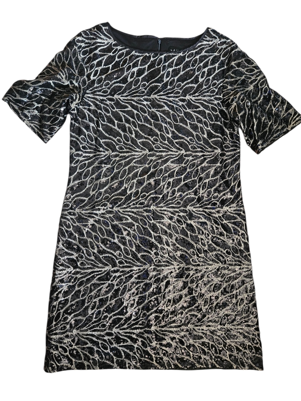 Black And Silver Sequin Shift Dress